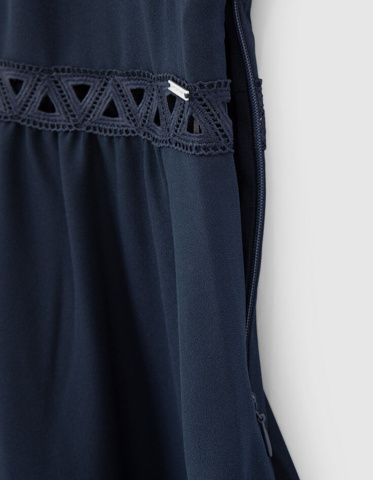 Robe marine recyclée ganses dentelle Femme-5 Robe marine recyclée ganses dentelle Femme-5