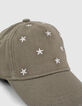 Casquette kaki brodée étoiles argentées fille-4