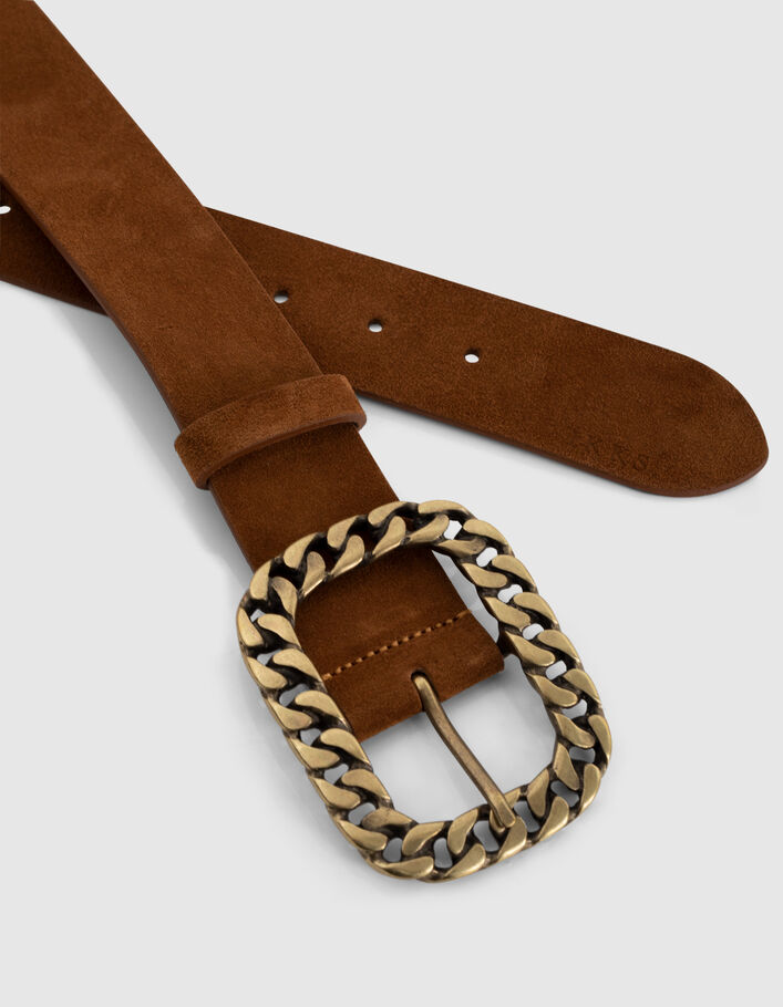 Women’s sand suede curb-chain style belt - IKKS