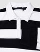 Boys’ black long-sleeved polo shirt with ecru stripes-5