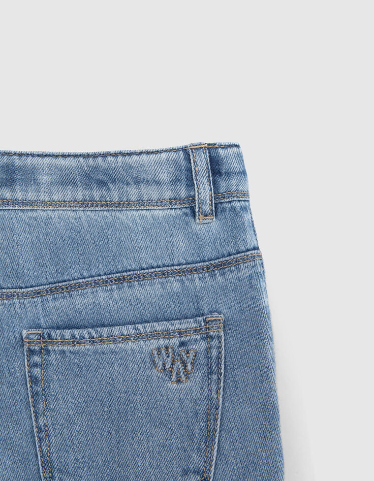 Blaue FLARE-Mädchenjeans in Crop-Länge-4