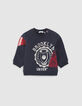 Baby boys’ navy sweatshirt with XL vintage shield print-1