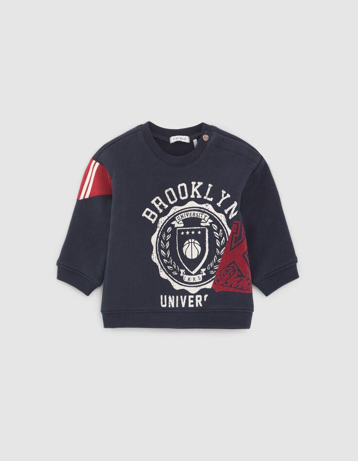 Baby boys’ navy sweatshirt with XL vintage shield print-1