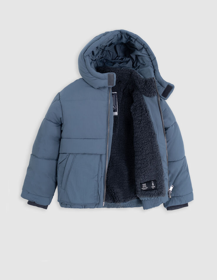 Boy's blue padded jacket with double-entry pockets-5 Boy's blue padded jacket with double-entry pockets-5