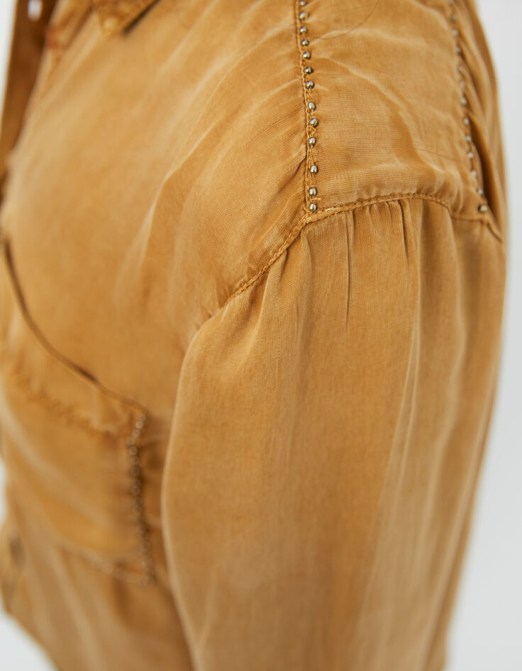Women’s yellow beaded cupro shirt-6