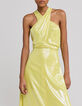 Women’s yellow lamé backless long dress-6