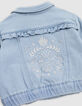 Blaue Jeansjacke, Rüschen, Stickerei, Babymädchen-4