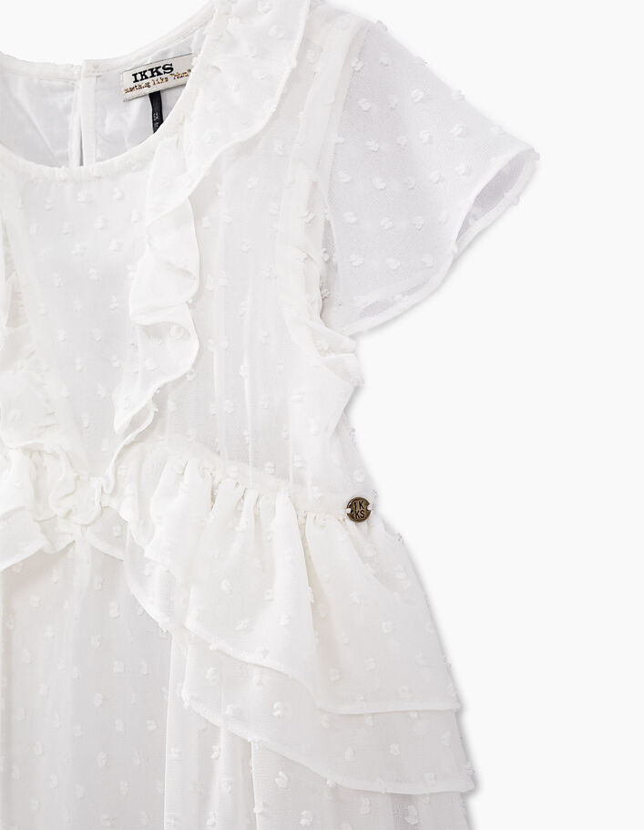 Cremeweißes Mädchenkleid mit Plumetis-Relief - IKKS