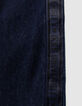 Jean large bleu larges bandes côtés fille-7