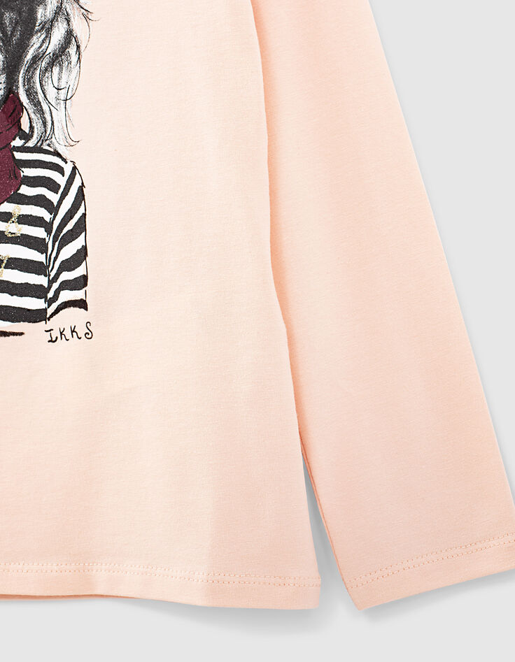 Tee-shirt rose visuel chien-marinière fille-4
