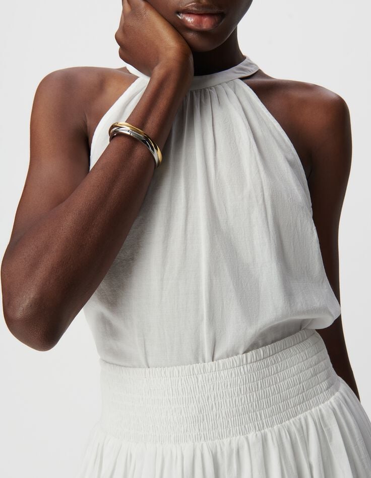 Langer wei&szlig;er Rock f&uuml;r Damen mit Spitzenstickerei-4