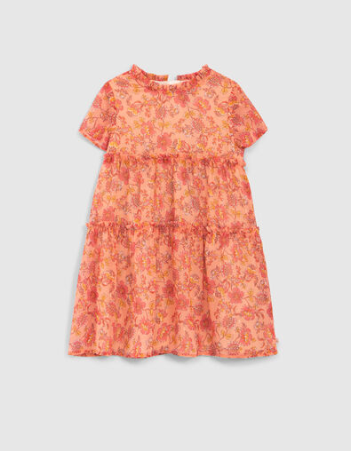 Girls' orange flowery print dress - IKKS