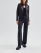 Women’s chocolate leather jacket with zipped pockets-5