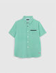 Boys’ green LENZING™ ECOVERO™ shirt, graphic palm trees-1