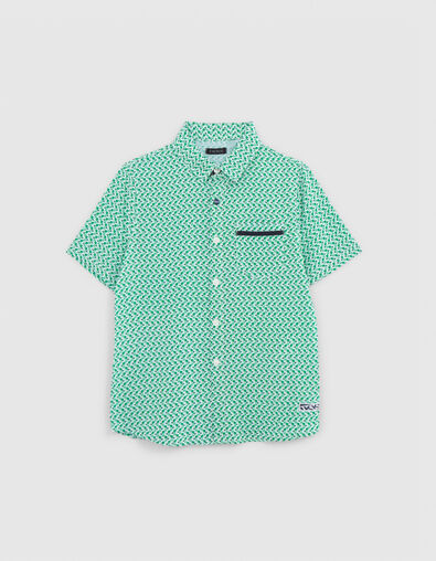 Boys’ green LENZING™ ECOVERO™ shirt, graphic palm trees - IKKS