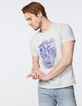 Tee-shirt gris clair chiné tête de mort végétalisée Homme-2