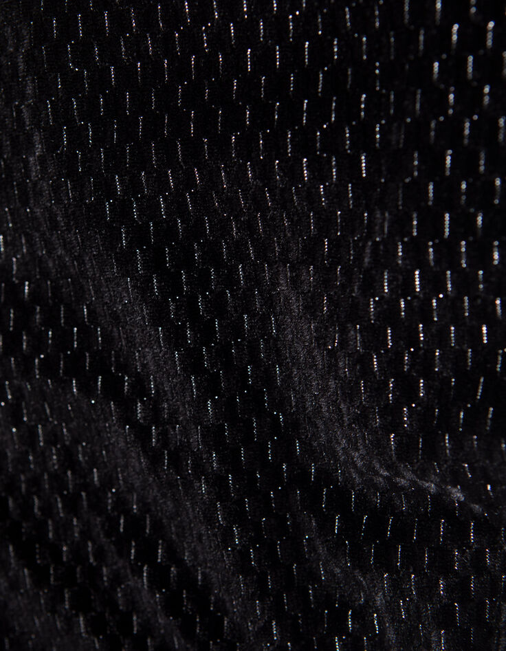 Short noir maille velours jacquard relief lurex fille-6