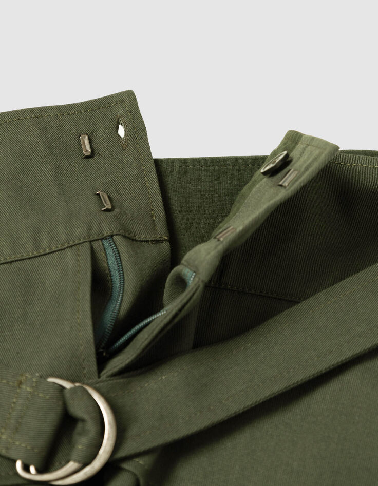 Khaki Shorts mit hoher Taille Damen-7