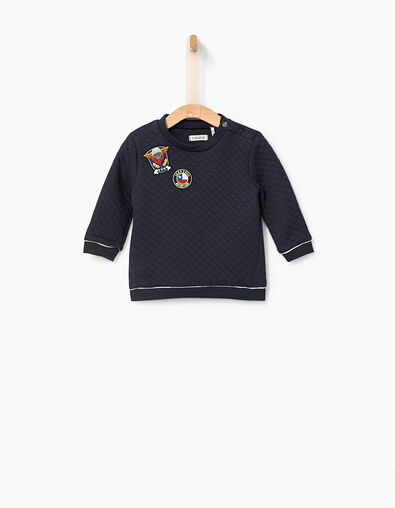 Sweat marine en molleton matelassé bébé garçon - IKKS
