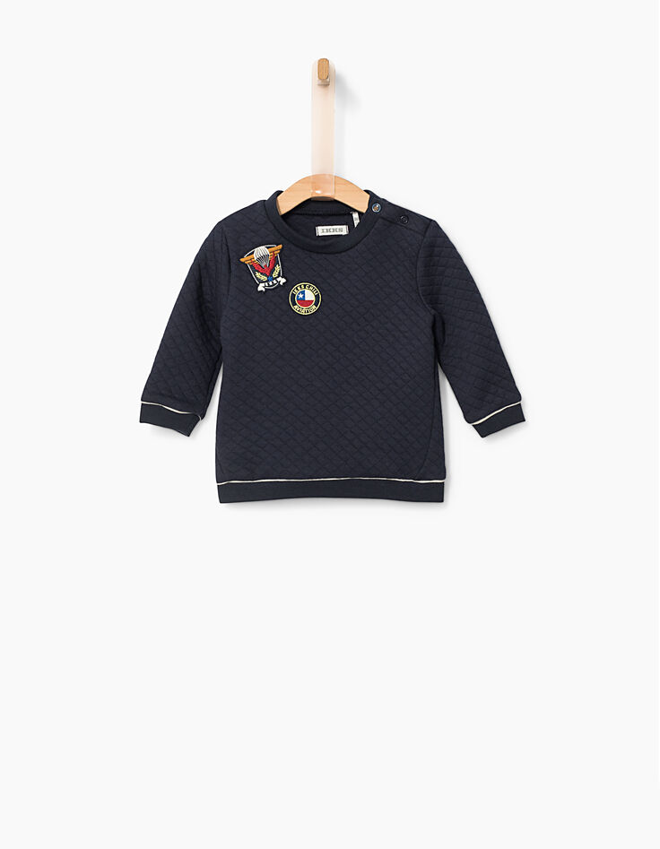 Sweat marine en molleton matelassé bébé garçon-1