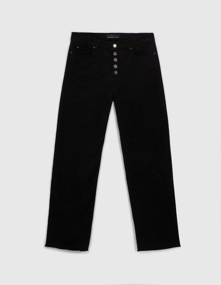 Women’s black recycled cotton high-waist straight jeans - IKKS