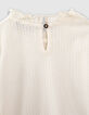Girls’ ecru T-shirt with ruff collar-5