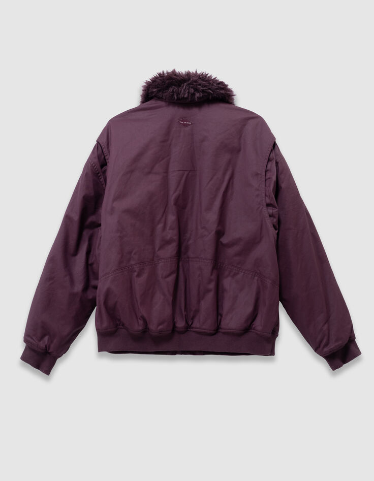 Girls’ burgundy jacket with detachable fur-lined collar-6