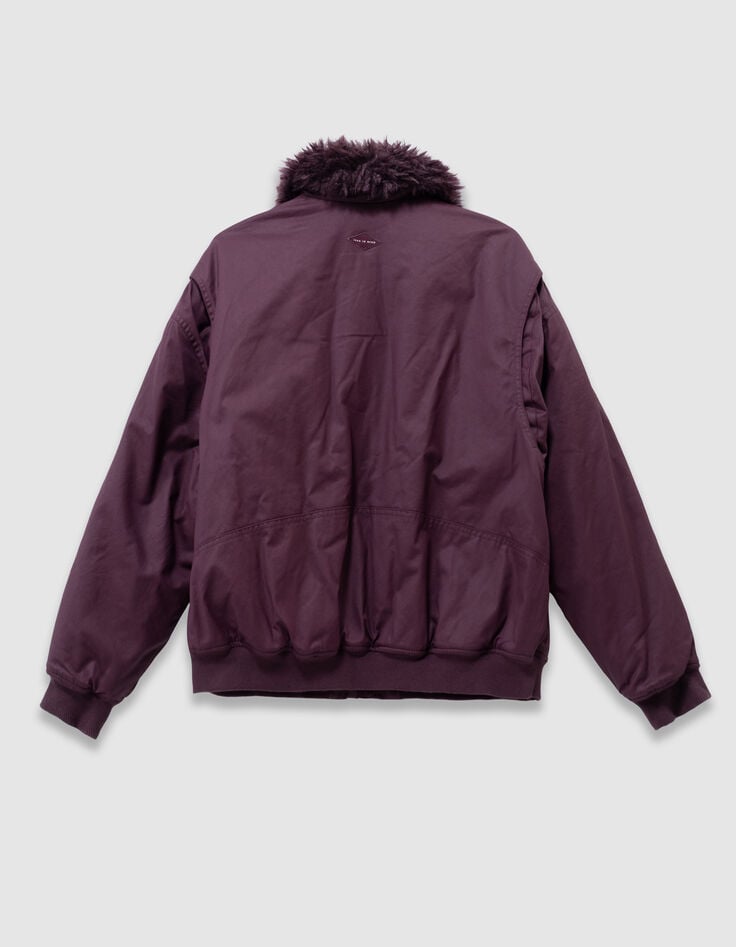 Girls’ burgundy jacket with detachable fur-lined collar-6 Girls’ burgundy jacket with detachable fur-lined collar-6