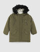 Parka kaki fourrée camouflage fond blanc fille-1