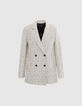 Manteau imprimé chevron en coton double boutonnage femme-6