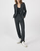 Women’s black semi-plain jacquard straight suit trousers-2