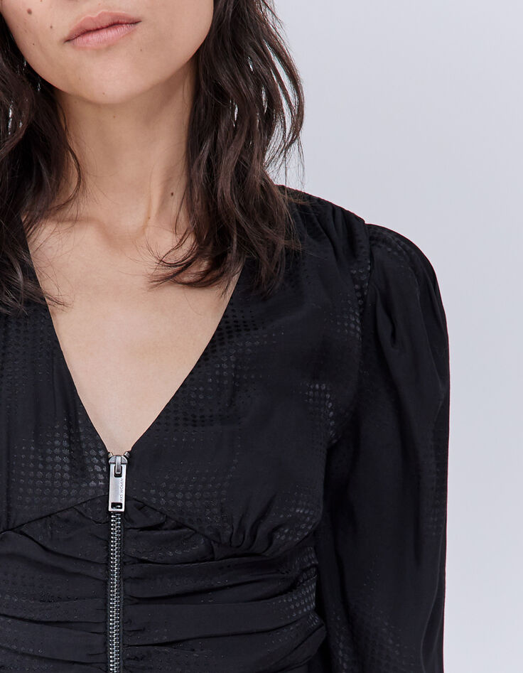 Blusa negra jacquard lunares ópticos mujer-4