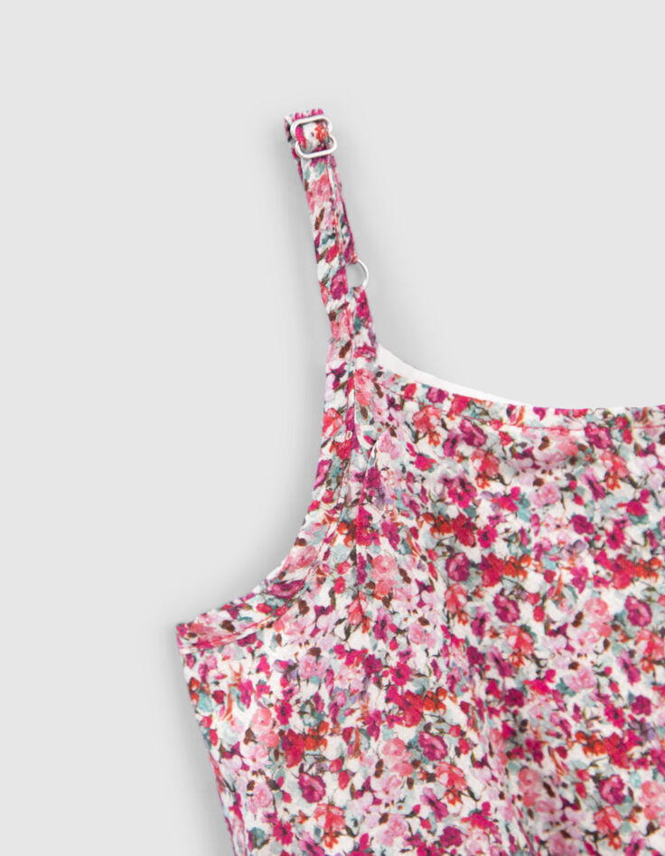 Fuchsia jurk bloemenprint schouderbandjes meisjes-4