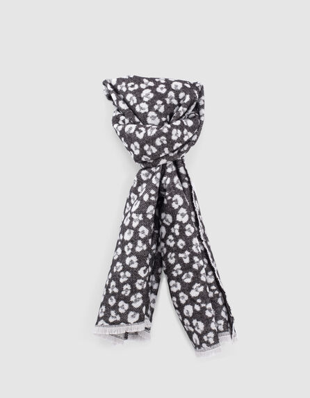 Girls’ dark grey marl leopard motif scarf