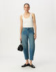 Jean ballon denim bleu détails découpes-1