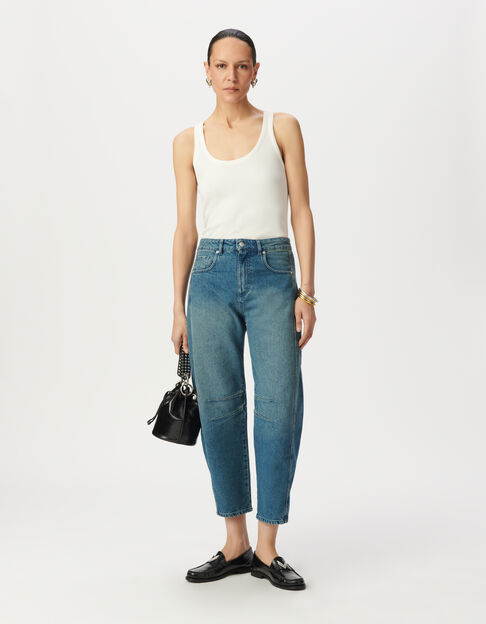 Blauwe denim ballonjeans met uitgesneden details - IKKS