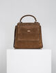 Cognacfarbene Trapeztasche aus Leder I.Code-4