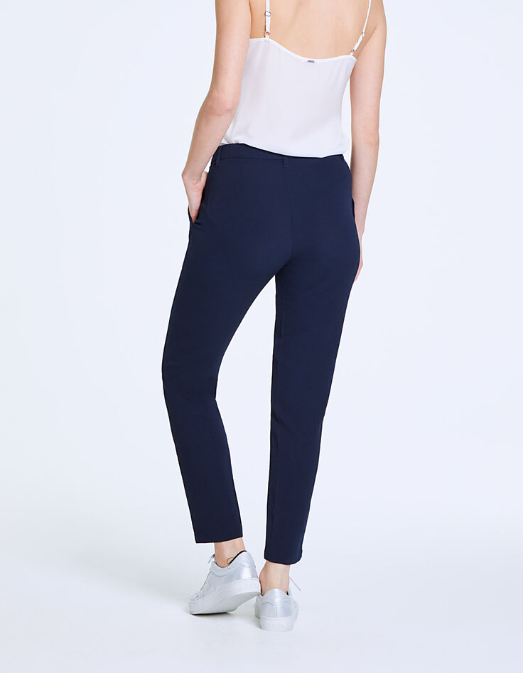 Pantalón fluido tobillero de crepé marino mujer-3