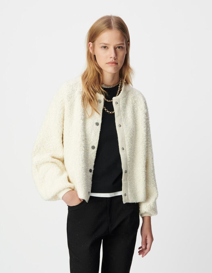 Wit vest bouclétricot Dames-5 Wit vest bouclétricot Dames-5
