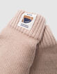 Gants beiges tricot avec revers garçon-5