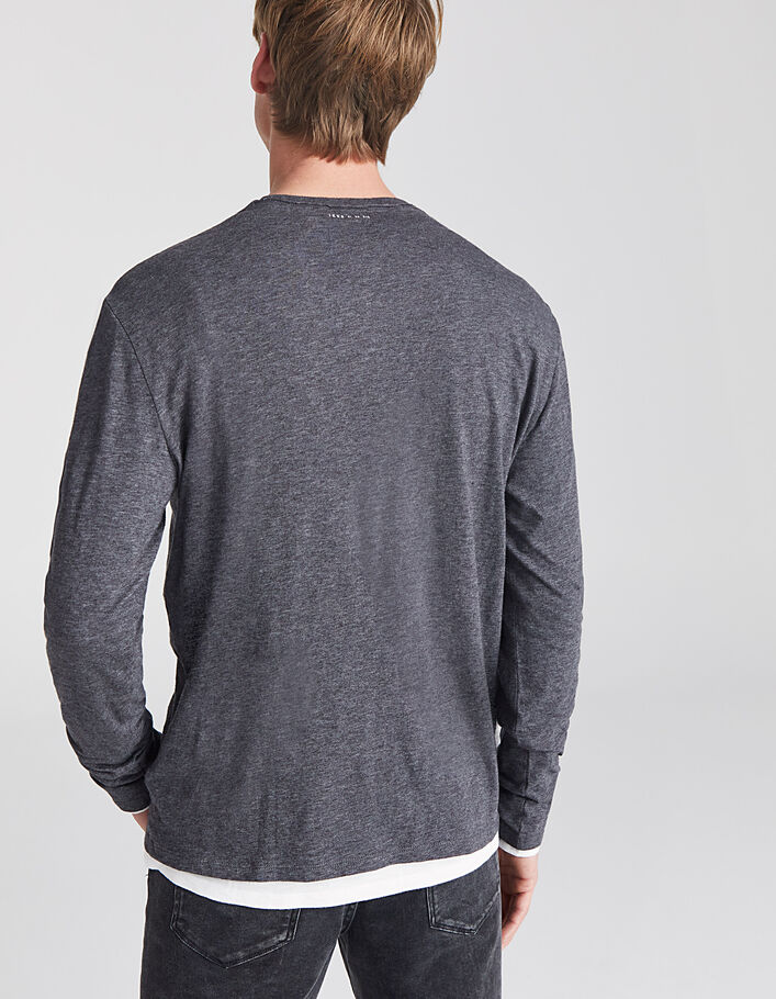 Men’s charcoal grey and white 2-in-1 T-shirt - IKKS