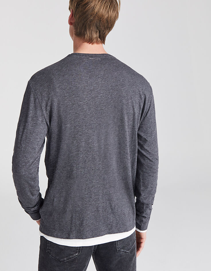 Men’s charcoal grey and white 2-in-1 T-shirt-3 Men’s charcoal grey and white 2-in-1 T-shirt-3