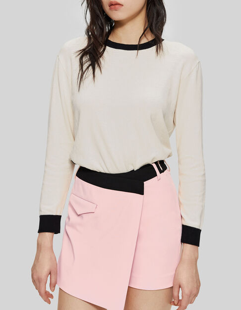Women’s ecru knit sweater with black edges - IKKS