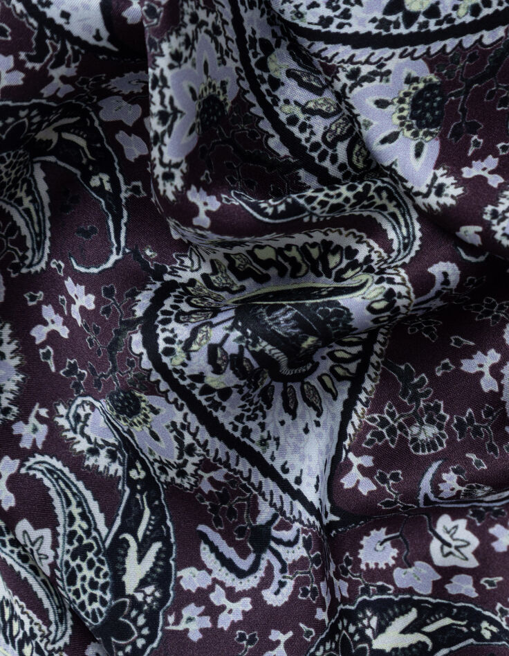 Asymmetrical long skirt burgundy paisley pattern Women-8