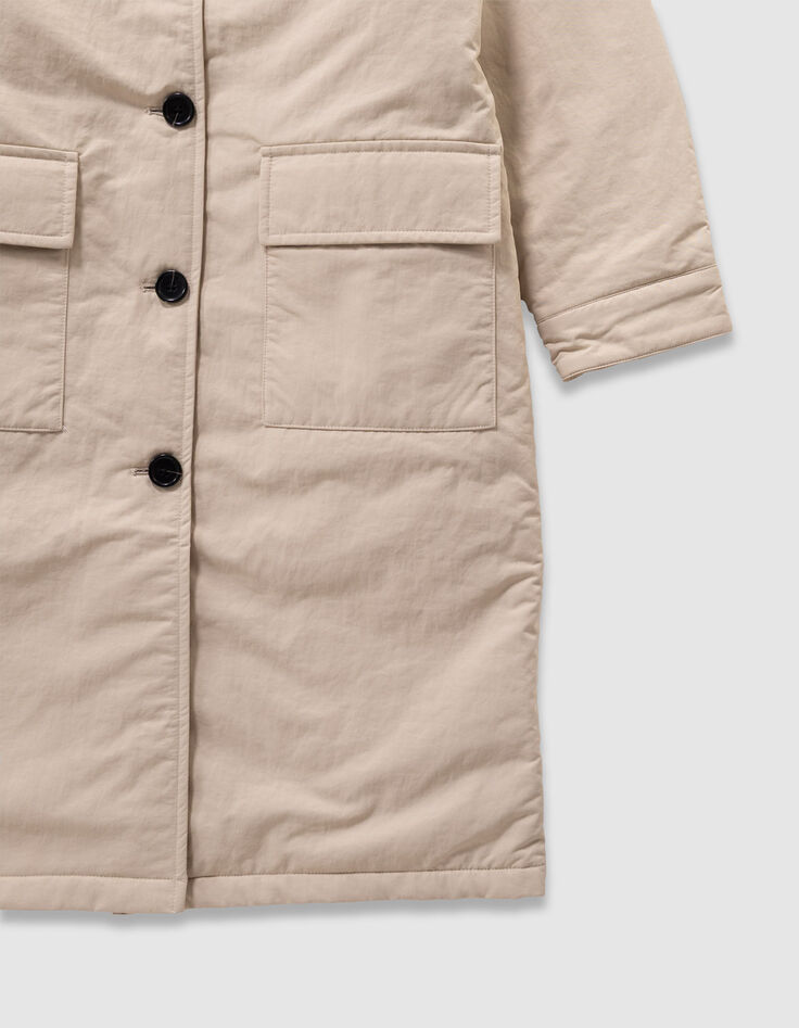 Girls’ beige trench coat with velvet collar-4