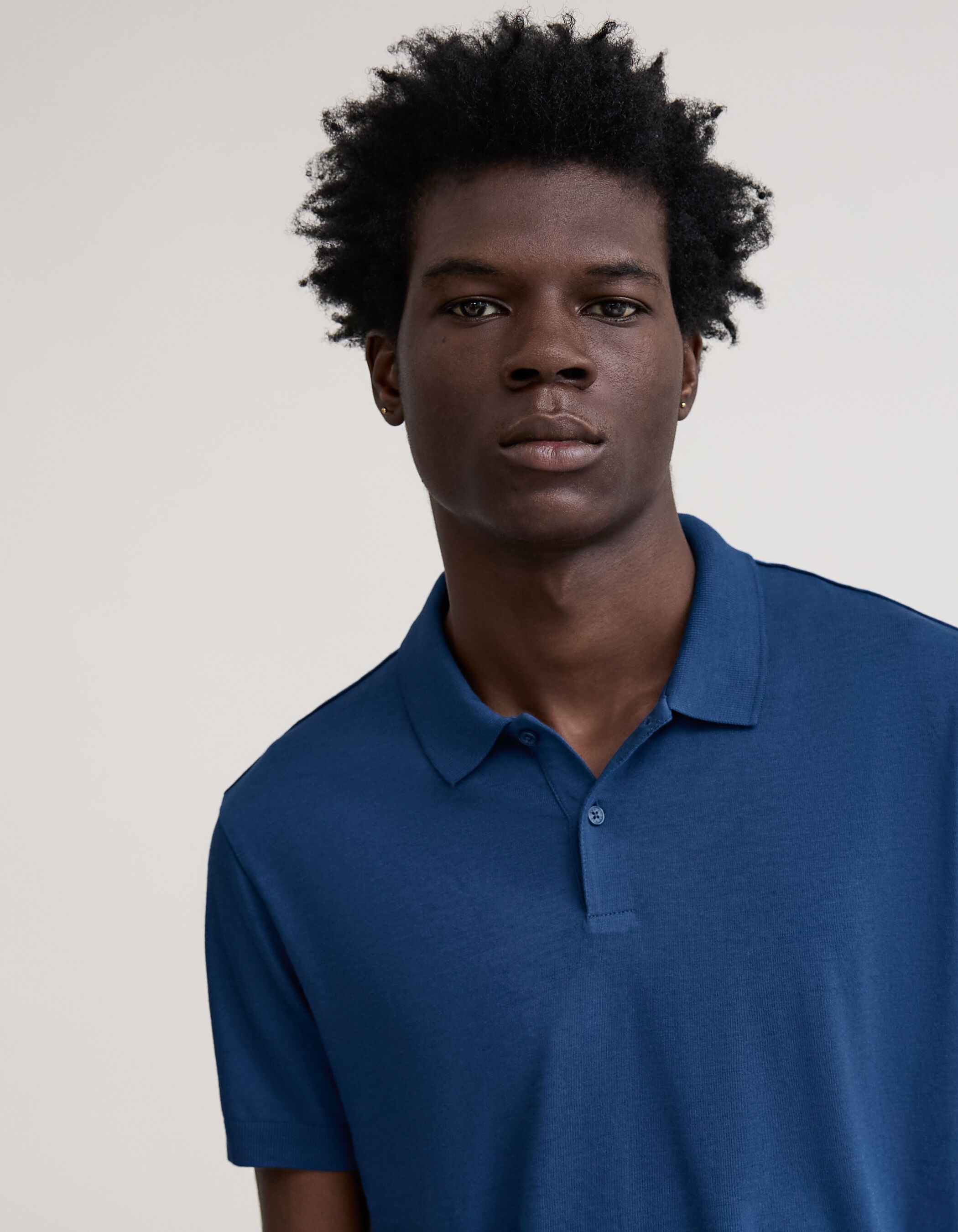 Men s cobalt cotton modal polo shirt IKKS