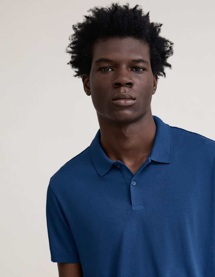 Men's cobalt cotton modal polo shirt IKKS