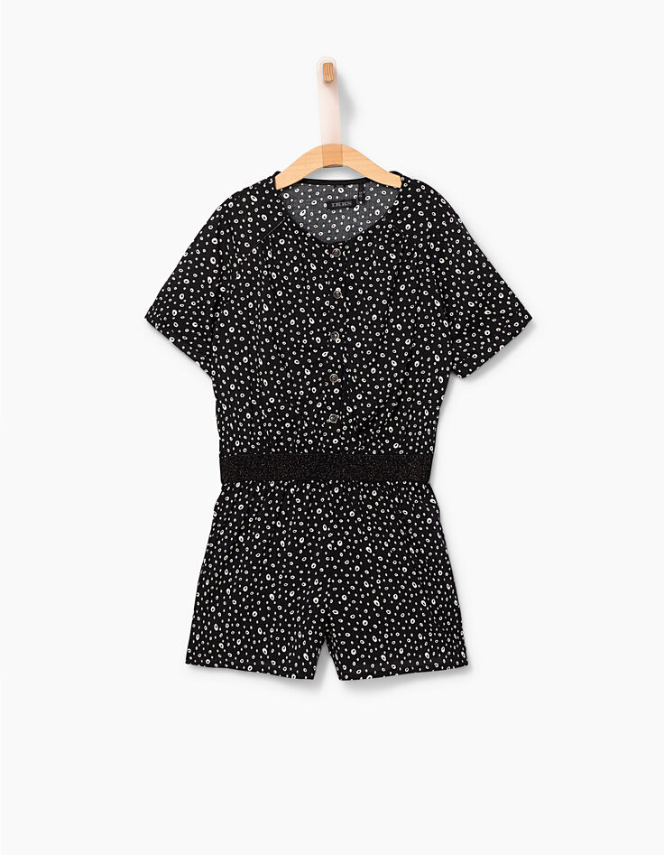 Combi short noir à imprimé pois revisité fille-6