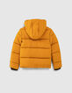 Chaqueta acolchada ocre con capucha y bolsillos ni&ntilde;o-4