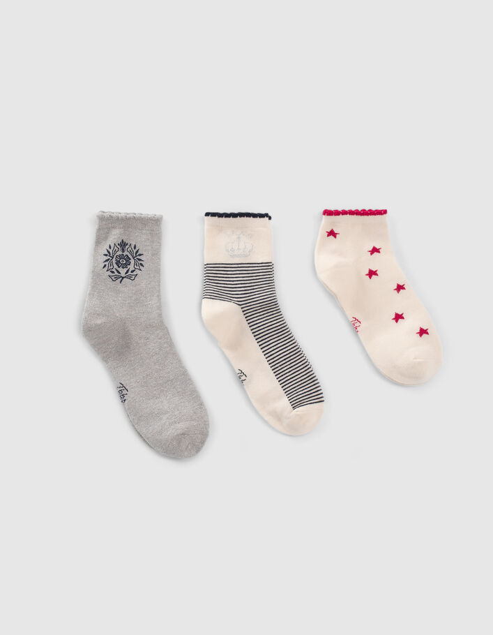 Girls’ navy/grey/pink socks - IKKS